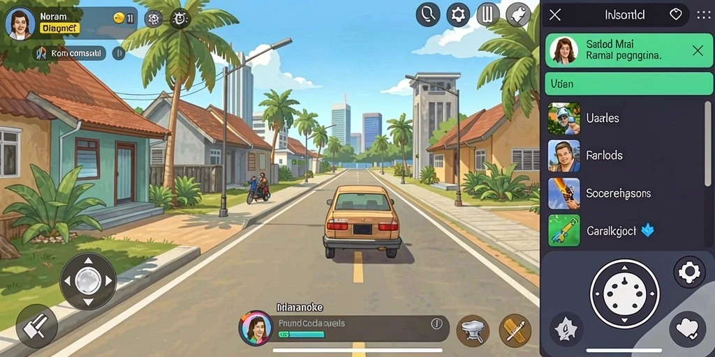 Pemain sedang berinteraksi dalam mode multiplayer.